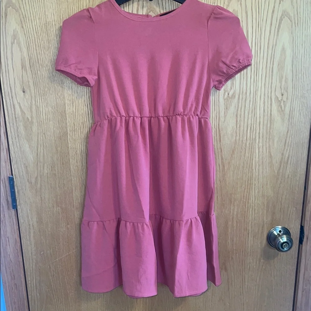 Love Ellie Mauve Tiered Ruffled Sundress with Puff Sleeves Lightweight Size 8/10